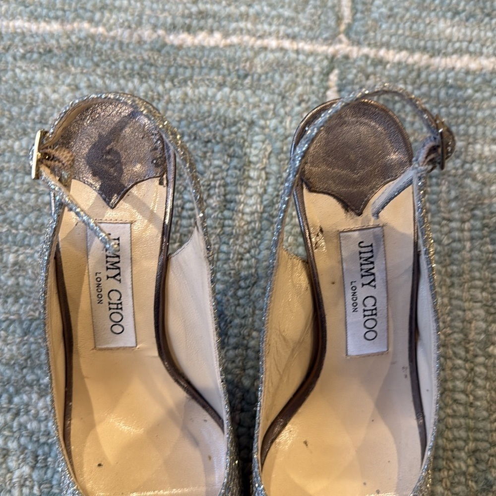 Jimmy Choo Sparkly Silver Heels - Picture 6 of 15